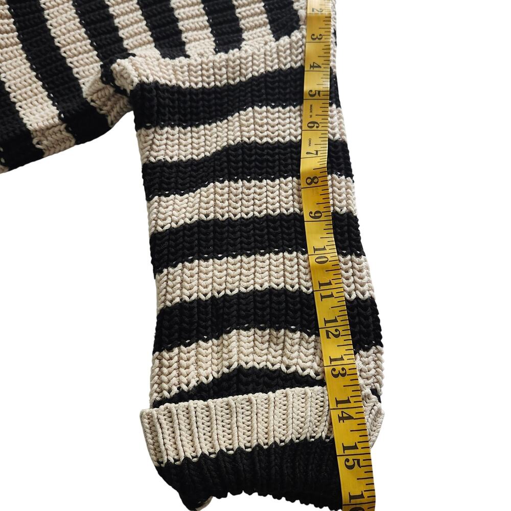 Ann Taylor Cotton Black and Cream Striped Boatneck Sweater Size X-Small - Picture 8 of 8